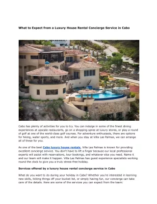 What to Expect from a Luxury House Rental Concierge Service in Cabo