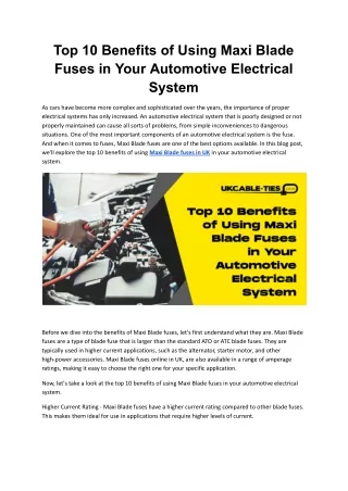 Top 10 Benefits of Using Maxi Blade Fuses in Your Automotive Electrical System