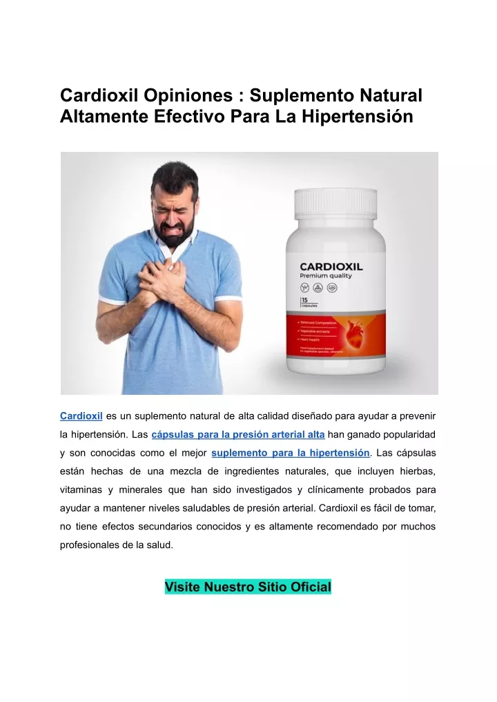 cardioxil opiniones suplemento natural altamente