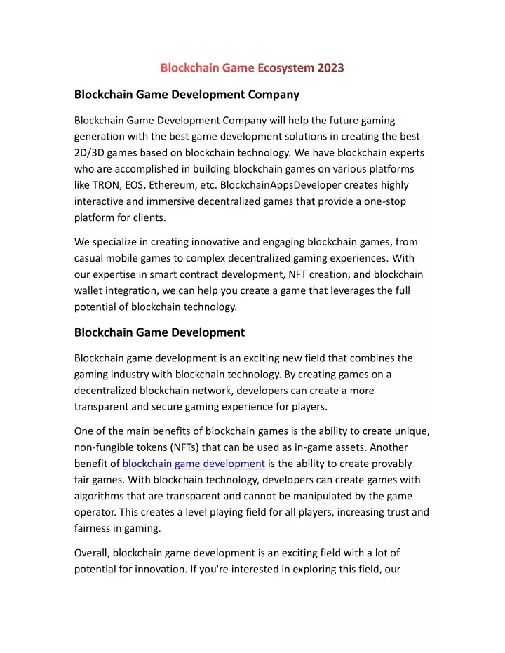 blockchain game development company