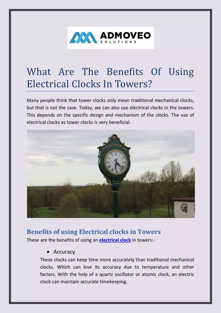 what are the benefits of using electrical clocks