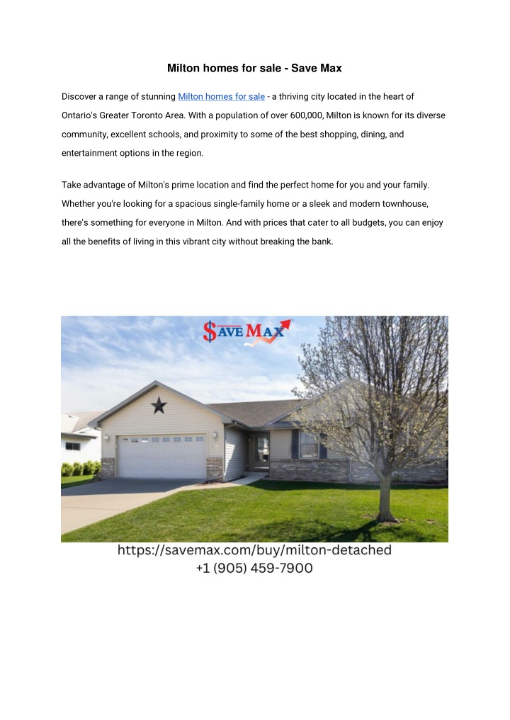 milton homes for sale save max