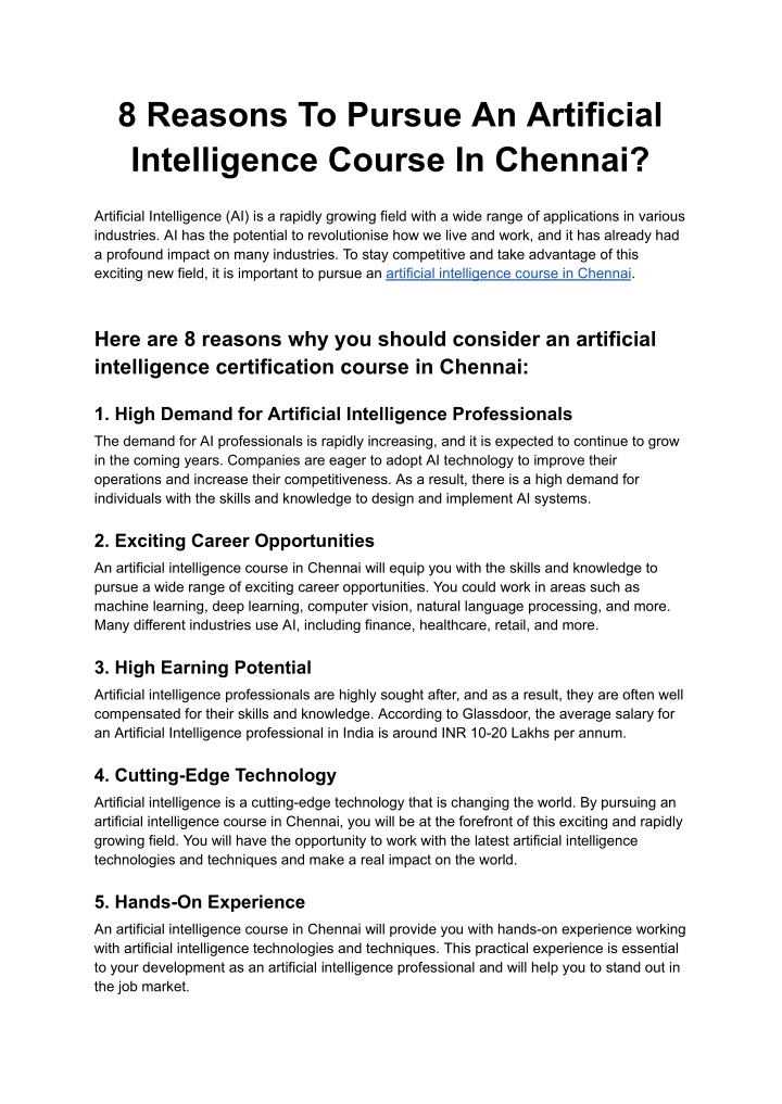 8 reasons to pursue an artificial intelligence