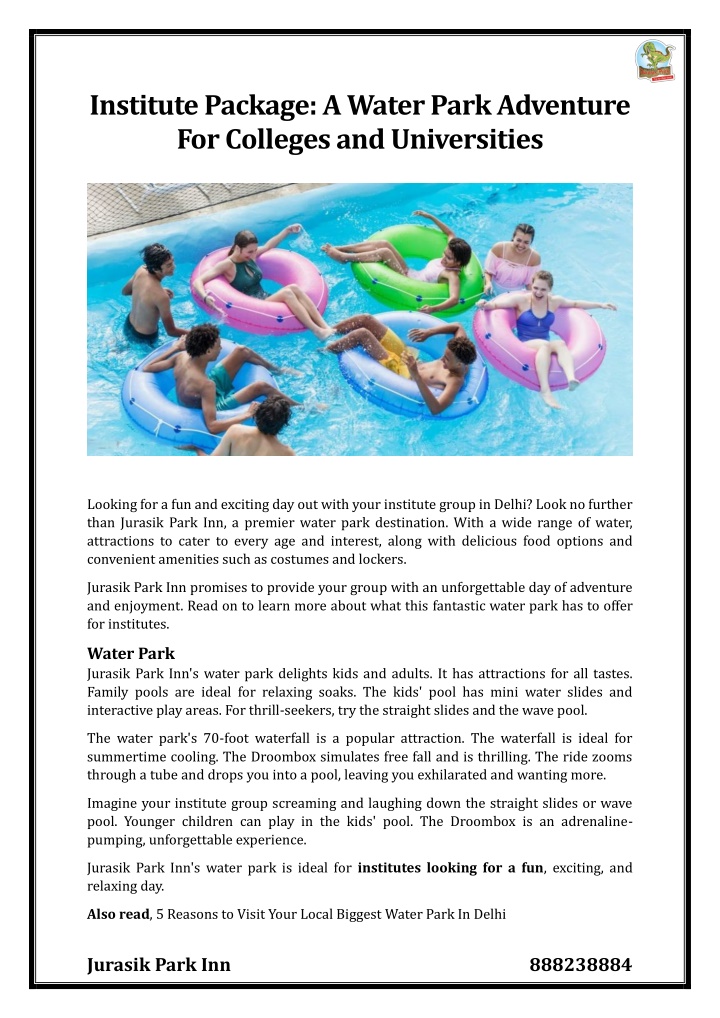 institute package a water park adventure