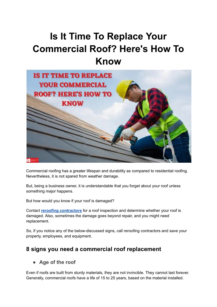 is it time to replace your commercial roof here