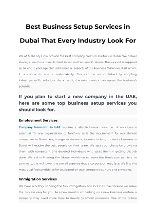 Best Business Setup Services in Dubai That Every Industry Look For