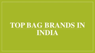 Top Bag Brands in India