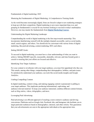 fundamentals of digital marketing 2023