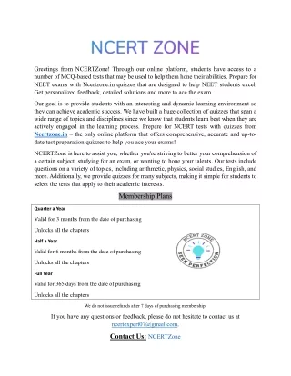Test Preparation Quizzes For Neet Students | Ncertzone.in