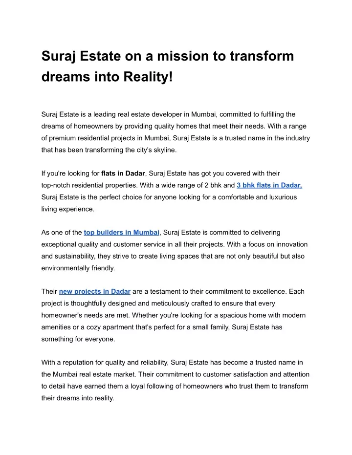 suraj estate on a mission to transform dreams