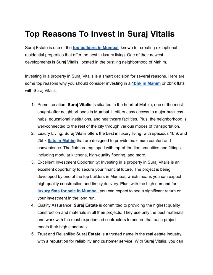 top reasons to invest in suraj vitalis