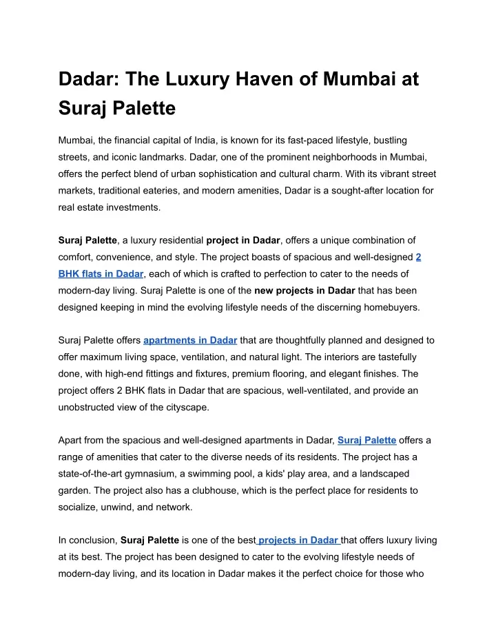 dadar the luxury haven of mumbai at suraj palette