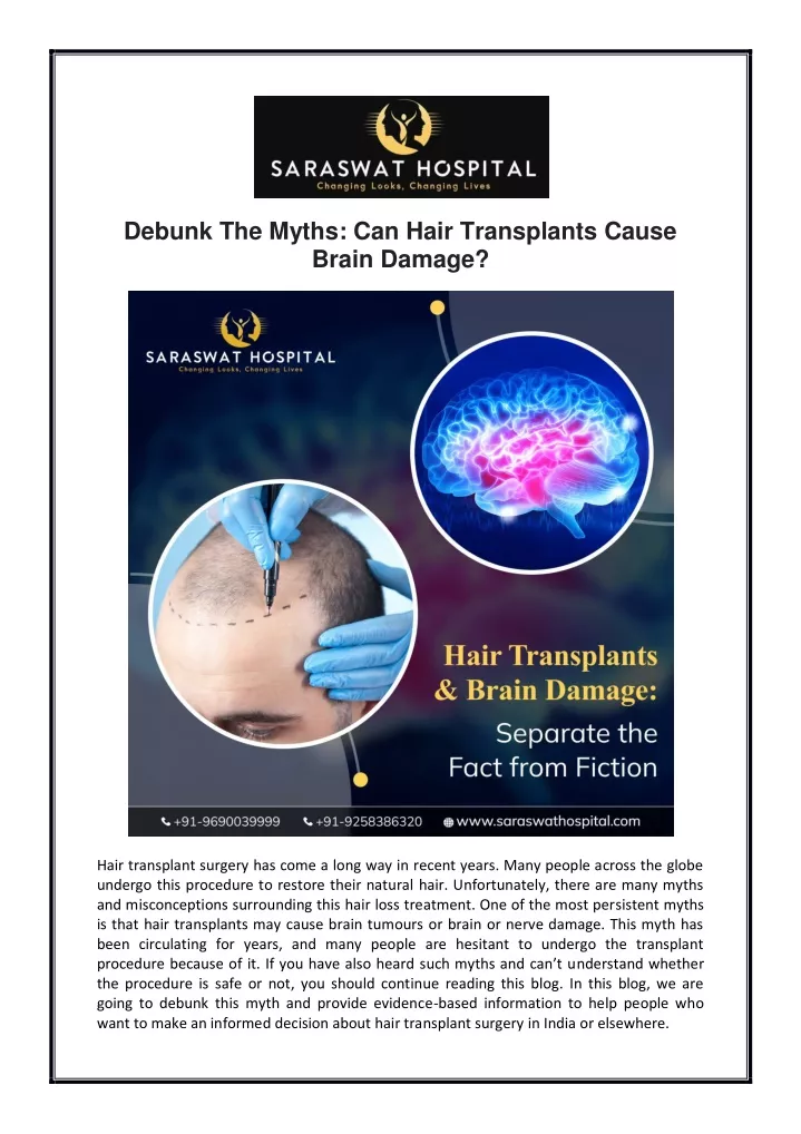 debunk the myths can hair transplants cause brain