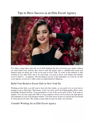 tips to have success in an elite escort agency