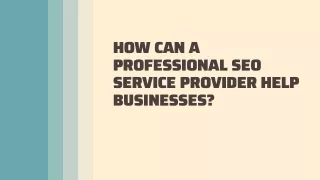 How Can A Professional SEO Service Provider Help Businesses