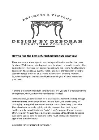 How to find the best-refurbished furniture near you!