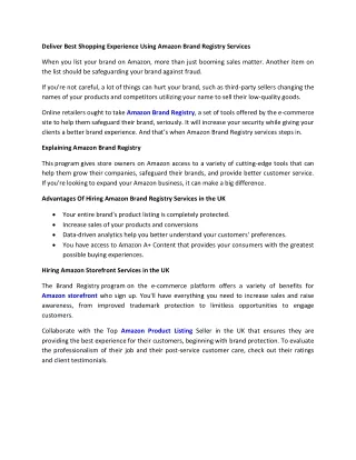 deliver best shopping experience using amazon
