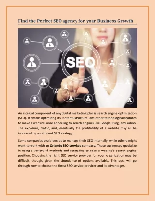 Find the Perfect SEO agency for your Business Growth