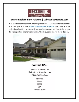 Gutter Replacement Palatine Lakecookexteriors