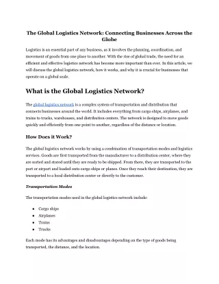 The Global Logistics Network_ Connecting Businesses Across the Globe
