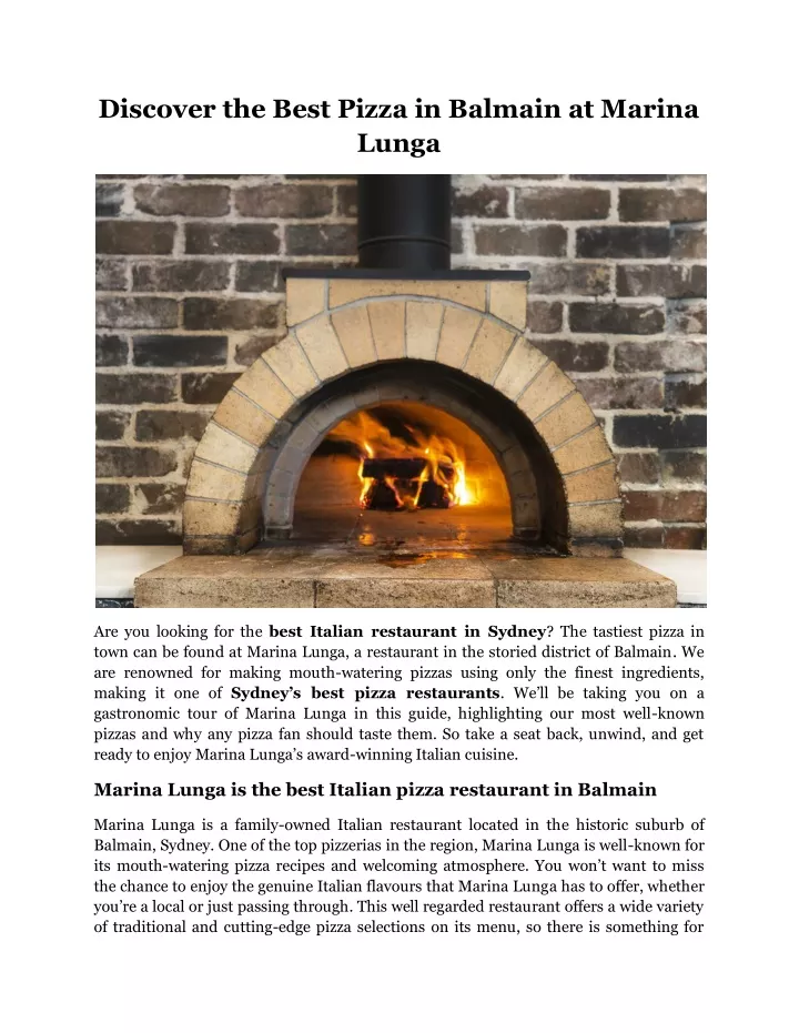 discover the best pizza in balmain at marina lunga