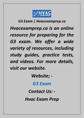 G3 Exam  Hvacexamprep.ca