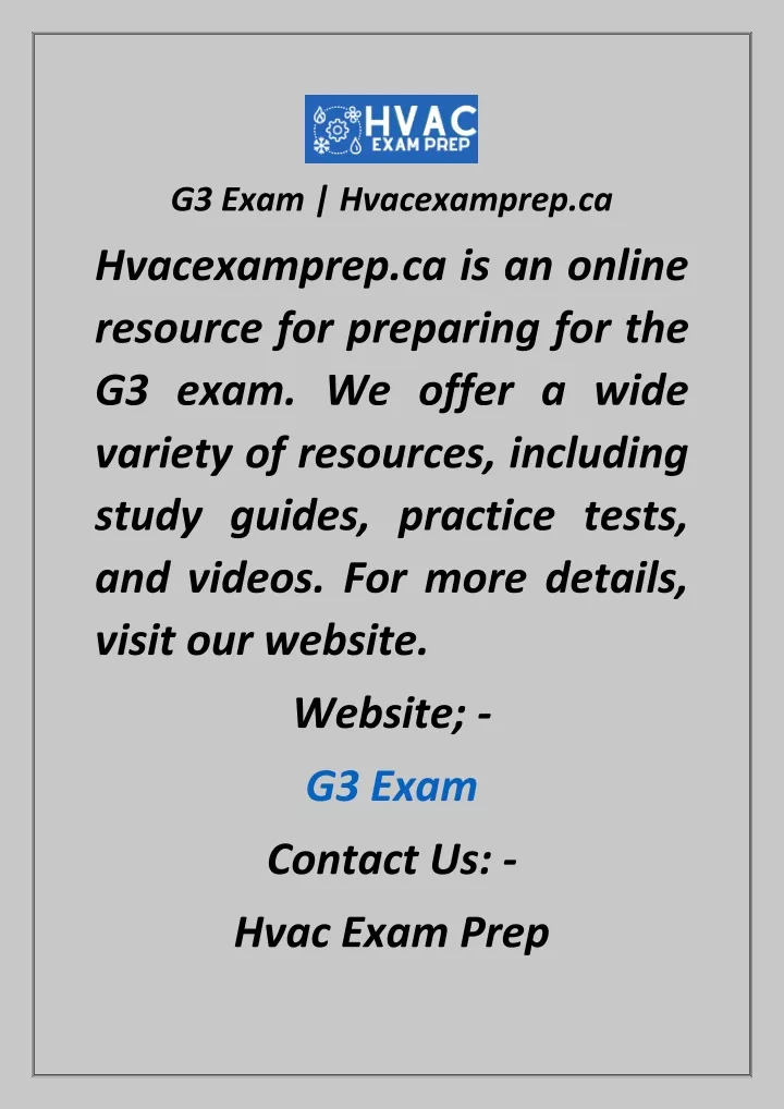 g3 exam hvacexamprep ca