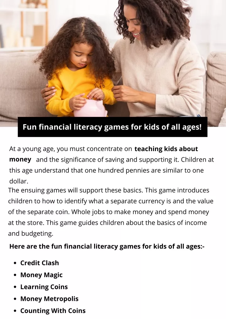 fun financial literacy games for kids of all ages