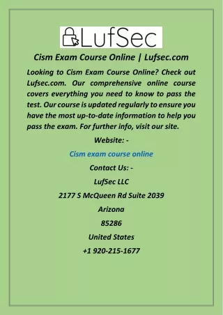 cism exam course online lufsec com