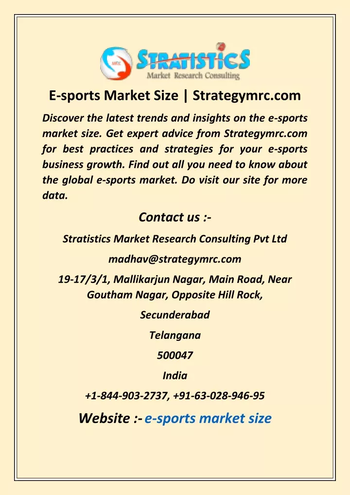 e sports market size strategymrc com
