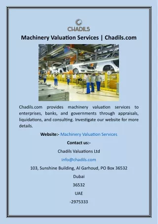 machinery valuation services chadils com