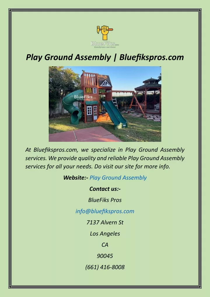 play ground assembly bluefikspros com