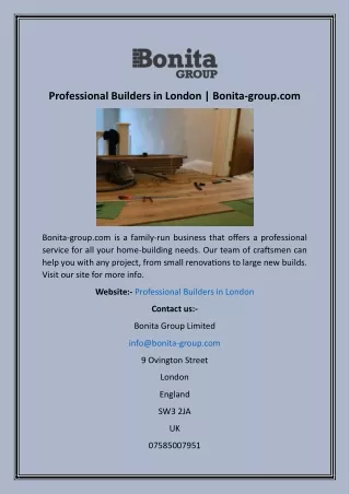 Professional Builders in London  Bonita-group