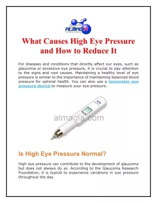 What Causes High Eye Pressure and How to Reduce It