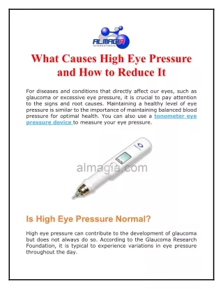 what causes high eye pressure and how to reduce it