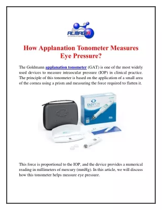 How Applanation Tonometer Measures Eye Pressure?