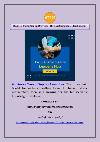 Business Consulting and Services | Thetransformationleadershub.com
