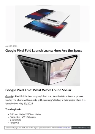 google pixel fold April 20, 2023 Google Pixel Fold Launch Leaks