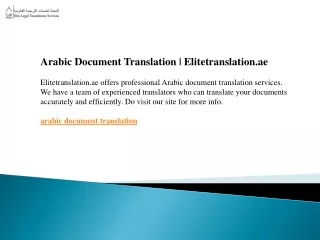 Arabic Document Translation  Elitetranslation.ae