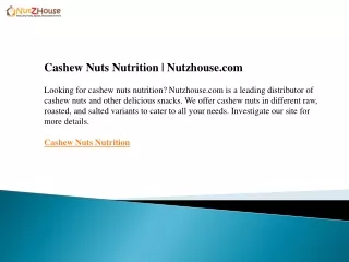 Cashew Nuts Nutrition  Nutzhouse.com