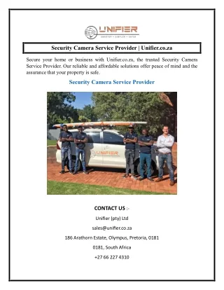 Security Camera Service Provider  Unifier.co.za
