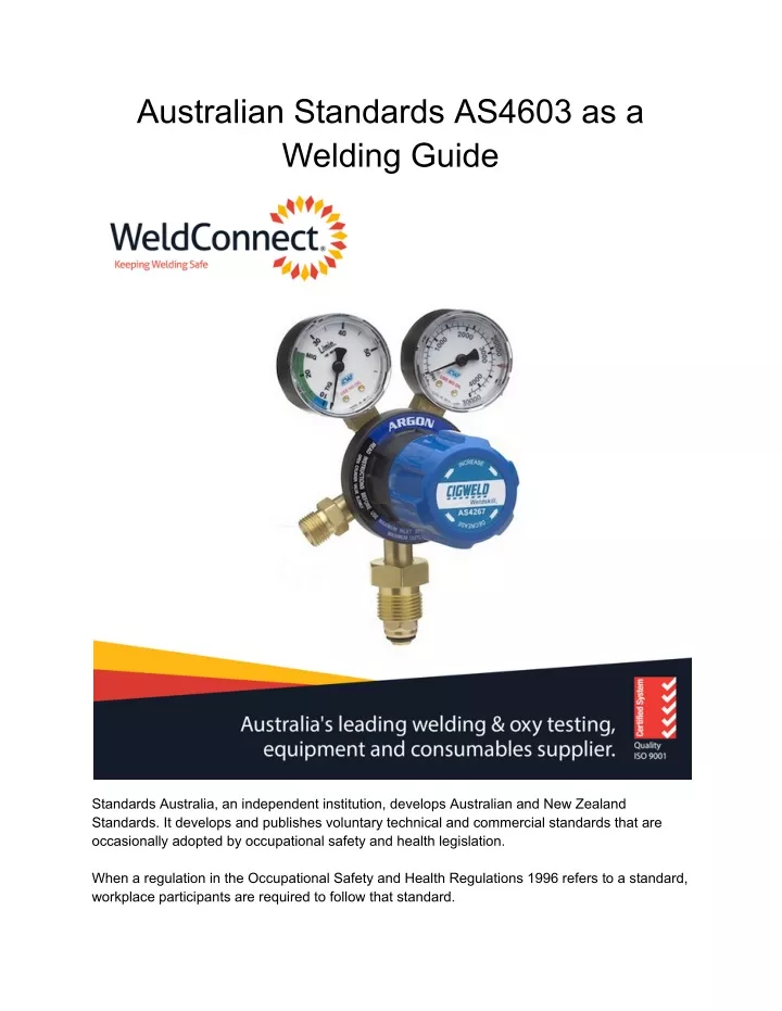 australian standards as4603 as a welding guide