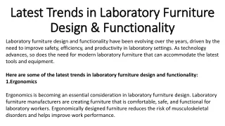 Latest Trends in Laboratory Furniture Design & Functionality