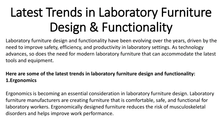 latest trends in laboratory furniture design functionality