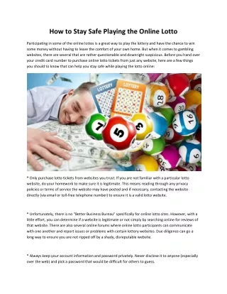 how to stay safe playing the online lotto