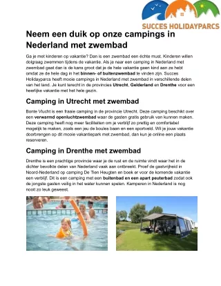 Camping Nederland zwembad