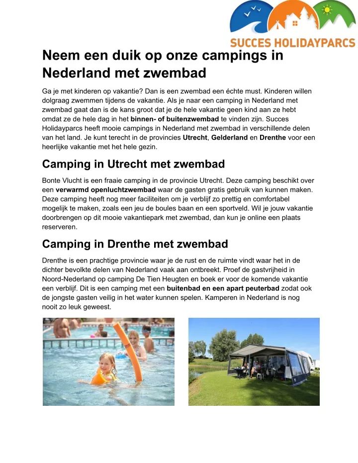 neem een duik op onze campings in nederland