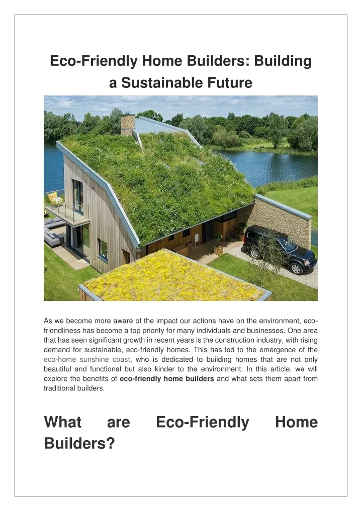 eco friendly home builders building a sustainable