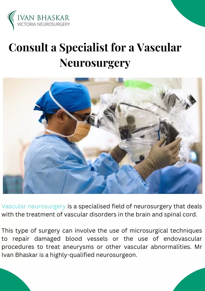 consult a specialist for a vascular neurosurgery