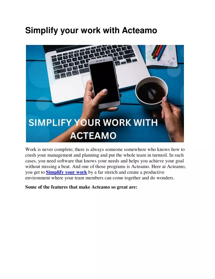 simplify your work with acteamo